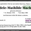 Schuster Adele 1916-1988 Todesanzeige